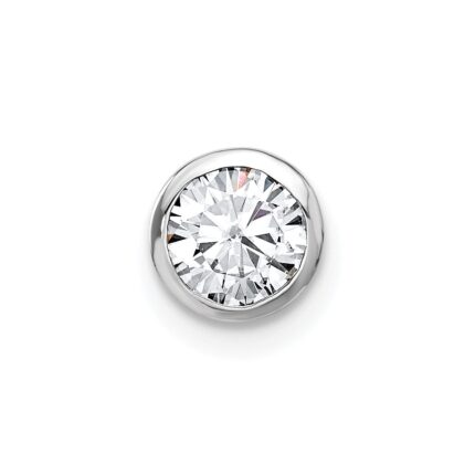 14k White Gold 1/2 carat Lab Grown Diamond VS/SI+ G+ Round Complete Bezel Chain Slide Pendant