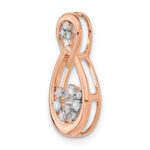 14k Rose Gold 1/8 carat Diamond Double Teardrop Chain Slide - Image 4