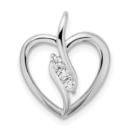 14k White Gold 1/10 carat Lab Grown Diamond VS/SI+ G+ Complete Open Heart Pendant