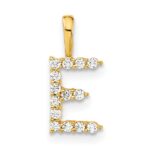 14k 1/8 carat Lab Grown Diamond VS/SI+ G+ Complete Letter E Initial Pendant