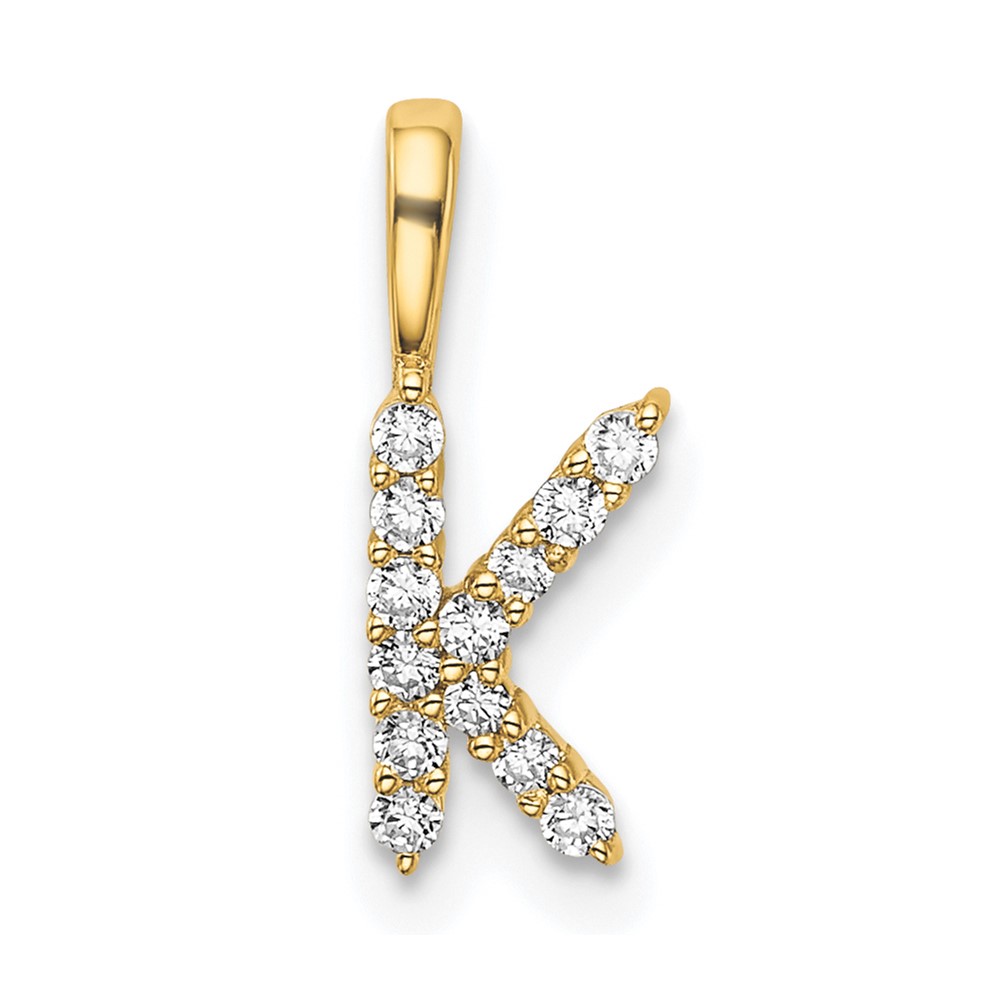 PM6988K-014-YAA.jpg 14k 1/8 carat Lab Grown Diamond VS/SI+ G+ Complete Letter K Initial Pendant - Image 1