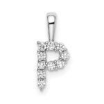 14k White Gold 1/10 carat Lab Grown Diamond VS/SI+ G+ Complete Letter P Initial Pendant