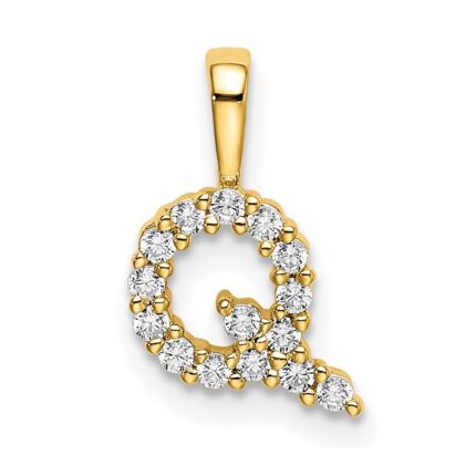 14k 1/6 carat Lab Grown Diamond VS/SI+ G+ Complete Letter Q Initial Pendant