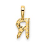 14k 1/8 carat Lab Grown Diamond VS/SI+ G+ Complete Letter R Initial Pendant - Image 3