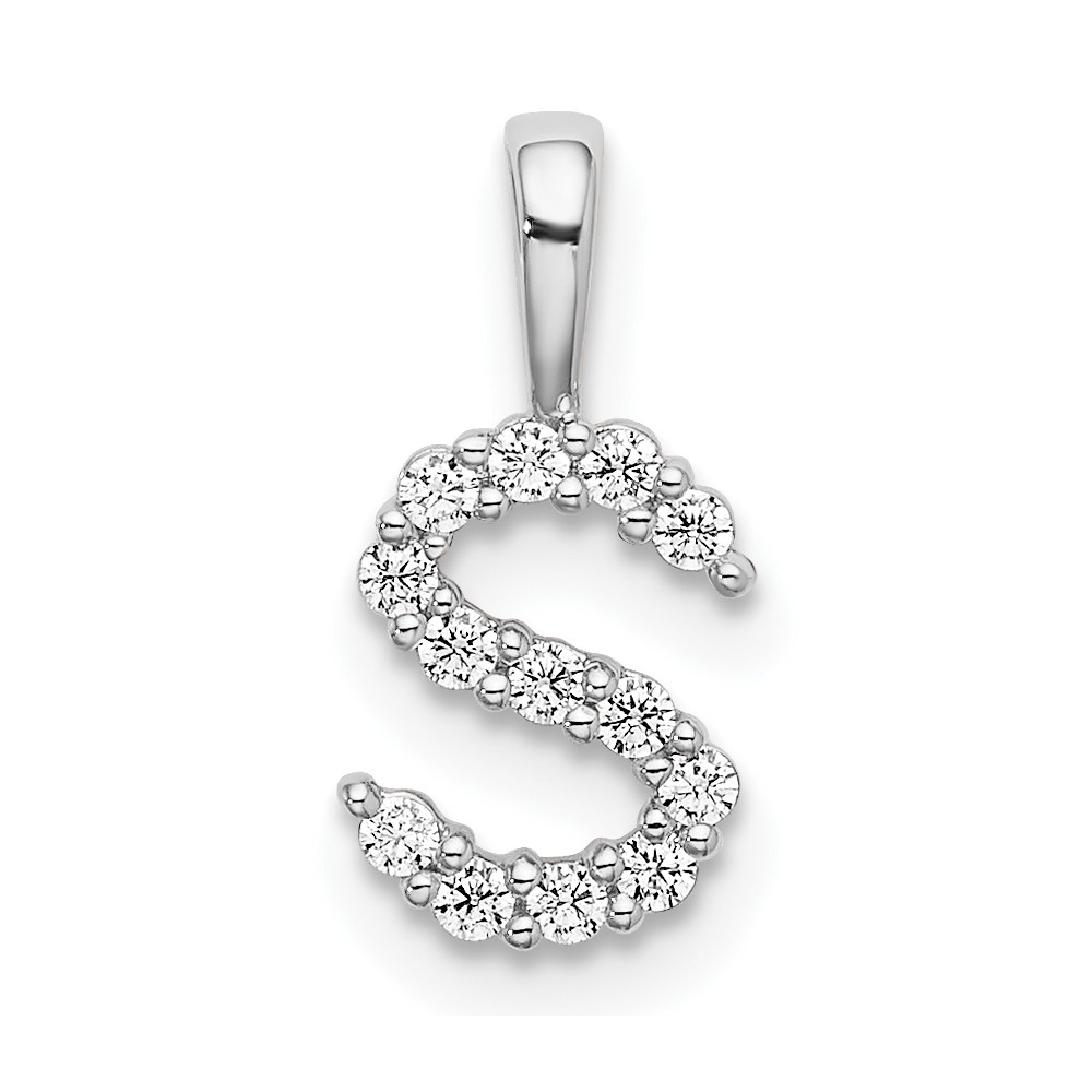 PM6988S-013-WAA.jpg 14k White Gold 1/8 carat Lab Grown Diamond VS/SI+ G+ Complete Letter S Initial Pendant - Image 1
