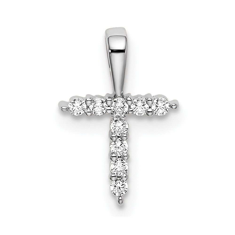 PM6988T-009-WAA.jpg 14k White Gold 1/10 carat Lab Grown Diamond VS/SI+ G+ Complete Letter T Initial Pendant - Image 1