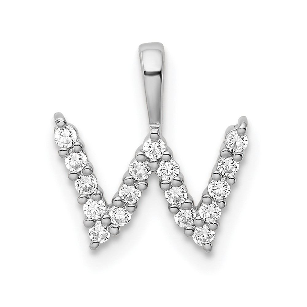 PM6988W-017-WAA.jpg 14k White Gold 1/6 carat Lab Grown Diamond VS/SI+ G+ Complete Letter W Initial Pendant - Image 1