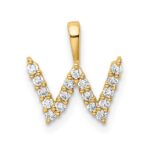 14k 1/6 carat Lab Grown Diamond VS/SI+ G+ Complete Letter W Initial Pendant