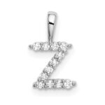 14k White Gold 1/8 carat Lab Grown Diamond VS/SI+ G+ Complete Letter Z Intitial Pendant