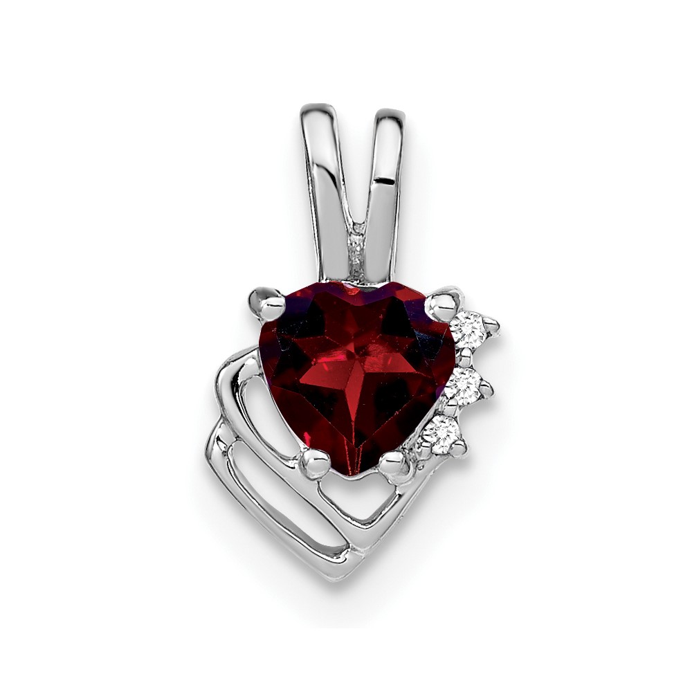 PM7002-GA-001-WA.jpg 14k White Gold 5mm Heart Garnet and Diamond Pendant - Image 1