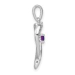 14k White Gold Amethyst and Diamond Heart Pendant - Image 2