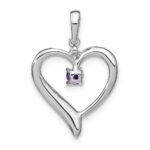 14k White Gold Amethyst and Diamond Heart Pendant - Image 4