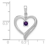 14k White Gold Amethyst and Diamond Heart Pendant - Image 3