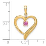 14k Lab Created Pink Sapphire and Diamond Heart Pendant - Image 3