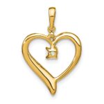 14k Lab Created Opal and Diamond Heart Pendant - Image 4