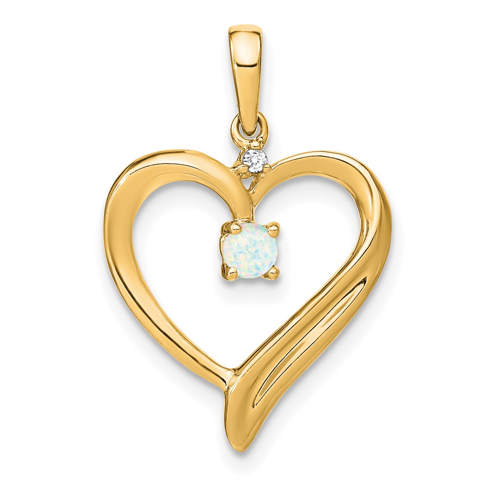 PM7005-OP-001-YA.jpg 14k Lab Created Opal and Diamond Heart Pendant - Image 1