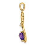 14k Amethyst and Diamond Heart Pendant - Image 2