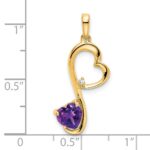 14k Amethyst and Diamond Heart Pendant - Image 3