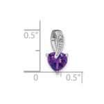 14k White Gold Heart 6mm Amethyst and Diamond Chain Slide - Image 3