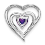 14k White Gold Amethyst and Diamond Heart Chain Slide - Image 4