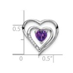 14k White Gold Amethyst and Diamond Heart Chain Slide - Image 3