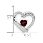 Sterling Silver Rhodium-plated Garnet and Diamond Pendant - Image 3