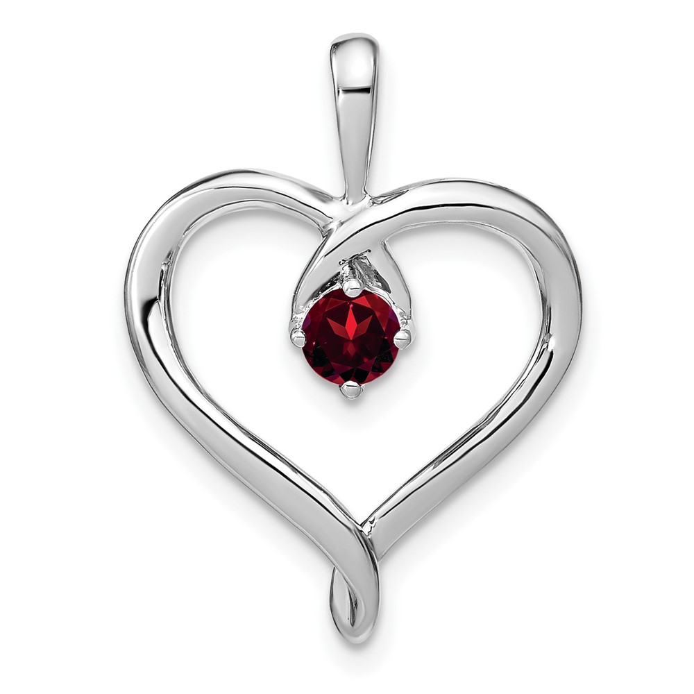 PM7020-GA-W.jpg 14k White Gold Garnet Heart Pendant - Image 1
