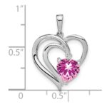 Sterling Silver Rhod-plated Created Pink Sapphire/Diamond Pendant - Image 3