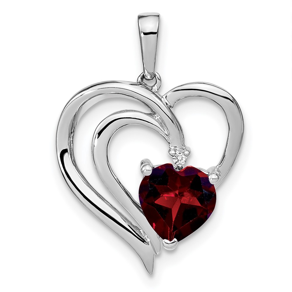 PM7025-GA-001-SSA.jpg Sterling Silver Rhodium-plated Garnet and Diamond Pendant - Image 1