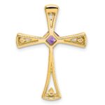 10k Amethyst and Diamond Cross Pendant - Image 4