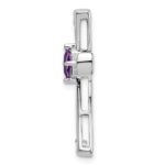 14k White Gold 4mm Square Amethyst and Diamond Cross Chain Slide - Image 2