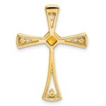 14k 4mm Square Citrine and Diamond Cross Chain Slide - Image 4