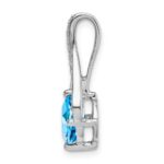14k White Gold 7mm Cushion Blue Topaz and Diamond Pendant Fits up to 4mm Fancy Omega Only - Image 2