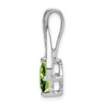 14k White Gold 7mm Cushion Peridot and Diamond Pendant Fits up to 4mm Fancy Omega Only - Image 2