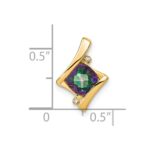 14k 6mm Cushion Mystic Fire Topaz and Diamond Pendant - Image 3