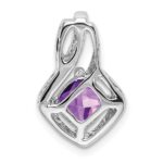 14k White Gold 6mm Cushion Amethyst and Diamond Chain Slide - Image 4