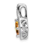 14k White Gold 6mm Cushion Citrine and Diamond Chain Slide - Image 2