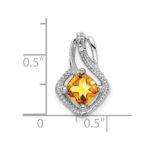 14k White Gold 6mm Cushion Citrine and Diamond Chain Slide - Image 3