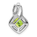 14k White Gold 6mm Cushion Peridot and Diamond Chain Slide - Image 4