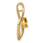 14k 5mm Cushion Citrine and Diamond Leaf Chain Slide - Image 2