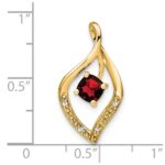 14k 5mm Cushion Garnet and Diamond Leaf Chain Slide - Image 3