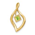 14k 5mm Cushion Peridot and Diamond Leaf Chain Slide - Image 4