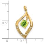 14k 5mm Cushion Peridot and Diamond Leaf Chain Slide - Image 3