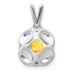 14k White Gold 7mm Cushion Citrine and Diamond Pendant - Image 4