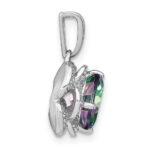 14k White Gold 7mm Cushion Mystic Fire Topaz and Diamond Pendant - Image 2