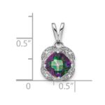 14k White Gold 7mm Cushion Mystic Fire Topaz and Diamond Pendant - Image 3