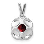 14k White Gold 7mm Cushion Garnet and Diamond Pendant - Image 4