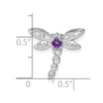 14k White Gold Amethyst and Diamond Dragonfly Chain Slide - Image 3
