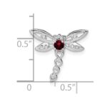 14k White Gold Garnet and Diamond Dragonfly Chain Slide - Image 3