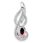 14k White Gold 6x4mm Oval Garnet and Diamond Swirl Chain Slide - Image 4